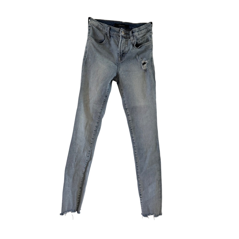 J Brand Alana High Rise Skinny Jeans Light Wash Distressed Raw Hem 26 JB000794